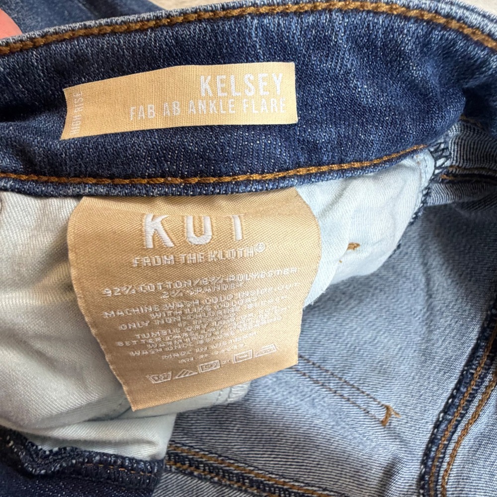 Kut from the Kloth Kelsey Fab Ab Ankle Flare Jeans High Rise Blue Size 8 - Picture 3 of 8